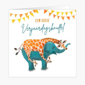 verjaardagskaart olifant giraffe fishuals kaartje2go